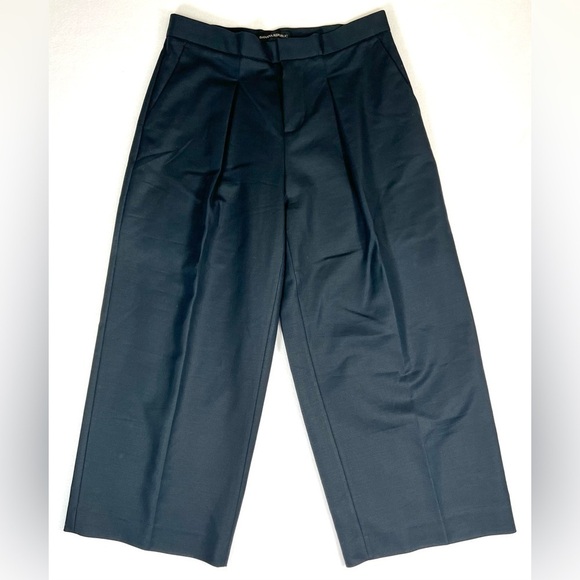 BANANA REPUBLIC Women’s Black Pleated Wide Leg Crop Career Pants Size‎ 2 Petite - Picture 1 of 12